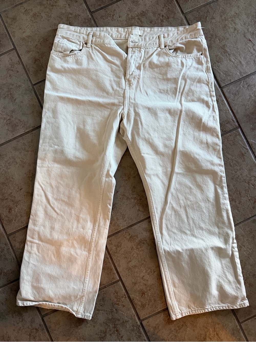 H&M Men's Cream Relaxed Jeans